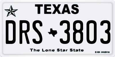 TX license plate DRS3803