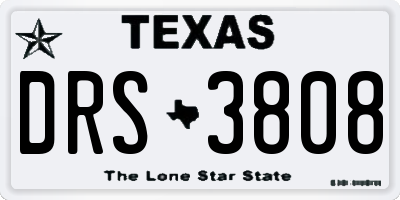 TX license plate DRS3808