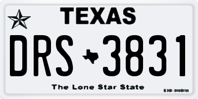 TX license plate DRS3831