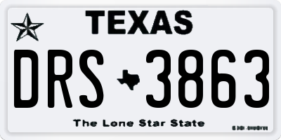TX license plate DRS3863