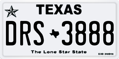 TX license plate DRS3888