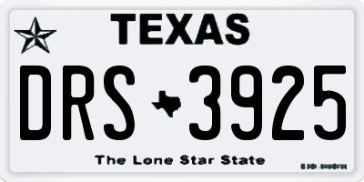TX license plate DRS3925