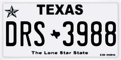 TX license plate DRS3988