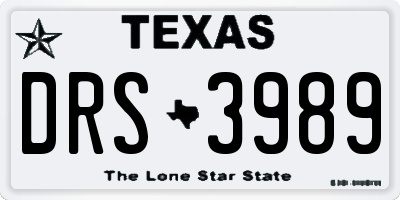 TX license plate DRS3989