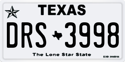 TX license plate DRS3998