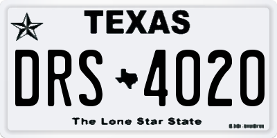 TX license plate DRS4020