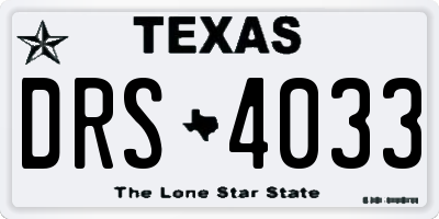 TX license plate DRS4033