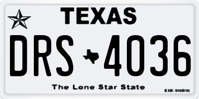 TX license plate DRS4036