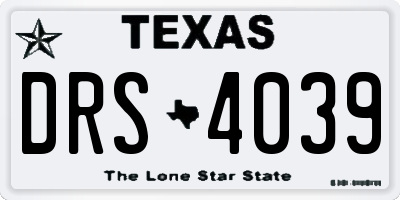 TX license plate DRS4039