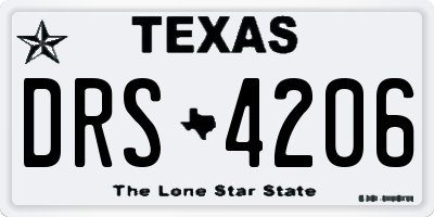 TX license plate DRS4206