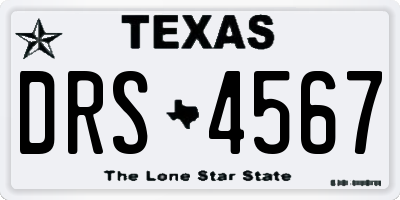 TX license plate DRS4567