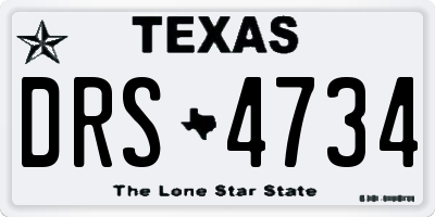 TX license plate DRS4734