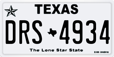 TX license plate DRS4934