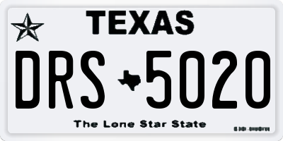 TX license plate DRS5020