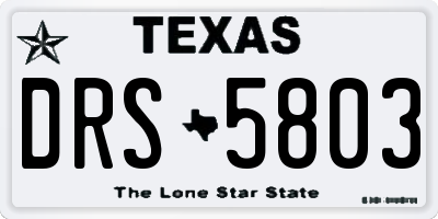 TX license plate DRS5803