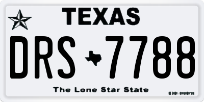 TX license plate DRS7788