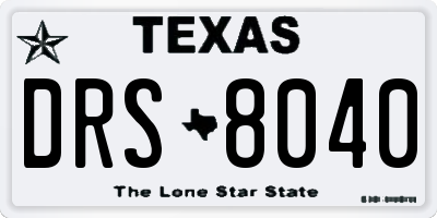 TX license plate DRS8040