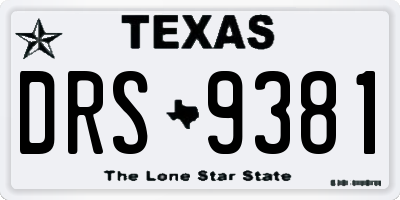 TX license plate DRS9381