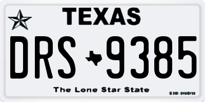 TX license plate DRS9385