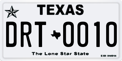 TX license plate DRT0010