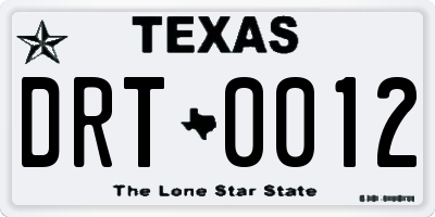TX license plate DRT0012