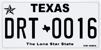 TX license plate DRT0016