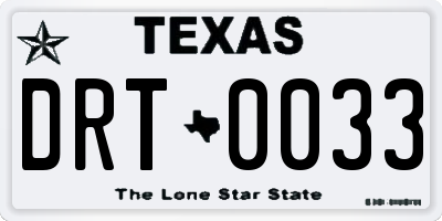 TX license plate DRT0033