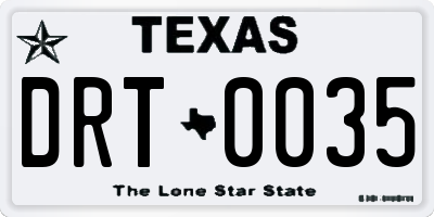 TX license plate DRT0035