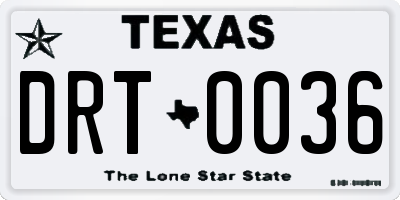 TX license plate DRT0036
