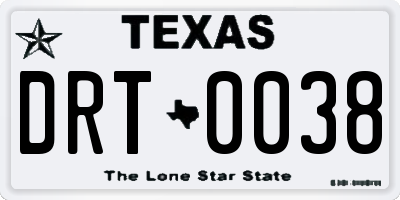 TX license plate DRT0038
