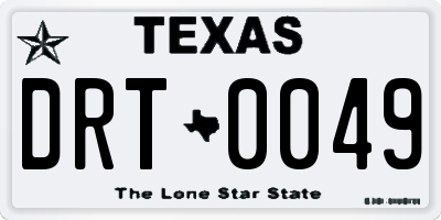 TX license plate DRT0049