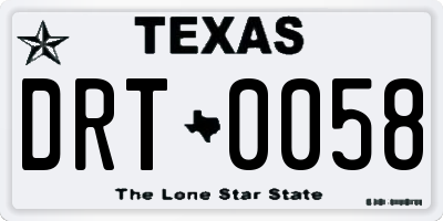 TX license plate DRT0058