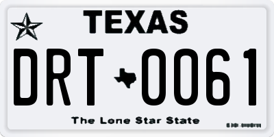 TX license plate DRT0061