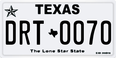 TX license plate DRT0070