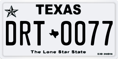 TX license plate DRT0077