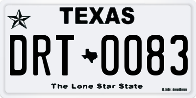 TX license plate DRT0083