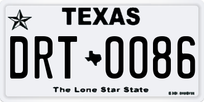 TX license plate DRT0086