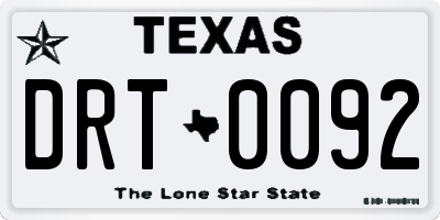 TX license plate DRT0092