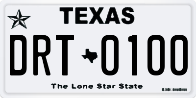 TX license plate DRT0100