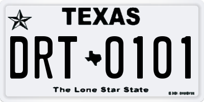 TX license plate DRT0101