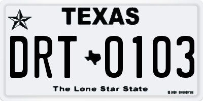 TX license plate DRT0103