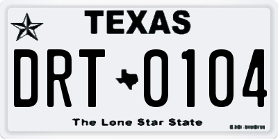 TX license plate DRT0104