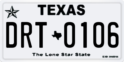 TX license plate DRT0106