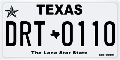 TX license plate DRT0110