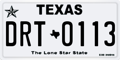 TX license plate DRT0113