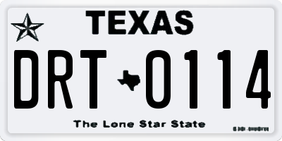 TX license plate DRT0114