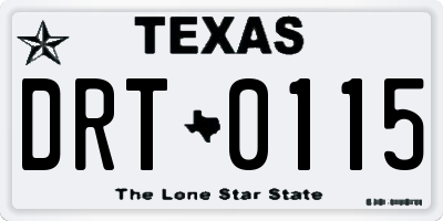 TX license plate DRT0115