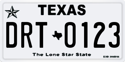 TX license plate DRT0123