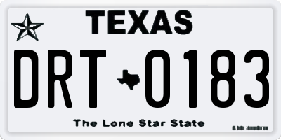 TX license plate DRT0183