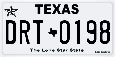 TX license plate DRT0198